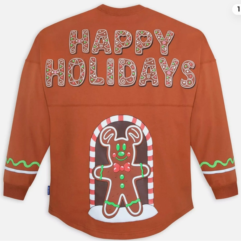 🎄Disney Happy‎ Holidays Mickey Mouse Gingerbread Spirit Jersey Adult